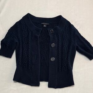 Banana Republic Navy Cable Short-Sleeve Cardigan